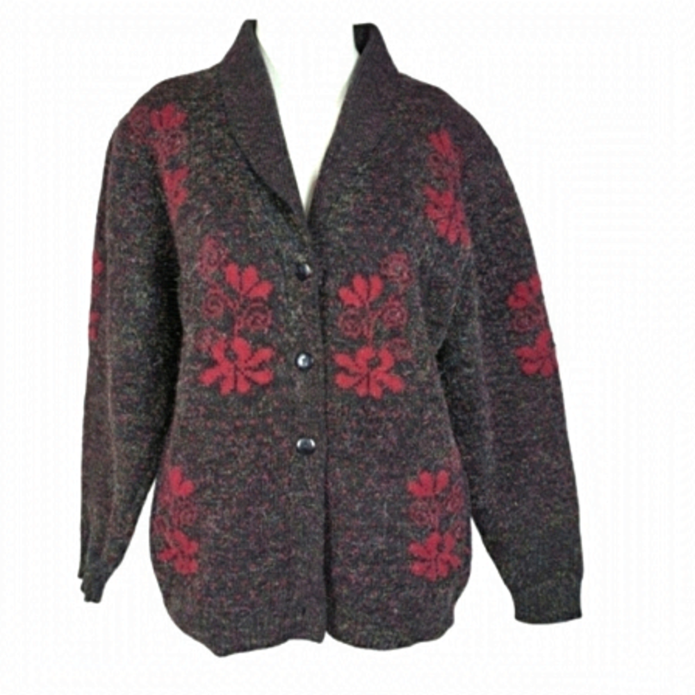 VINTAGE Handmade Knit Cardigan Sweater